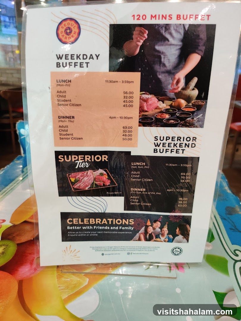 Seoul Garden Buffet Menu