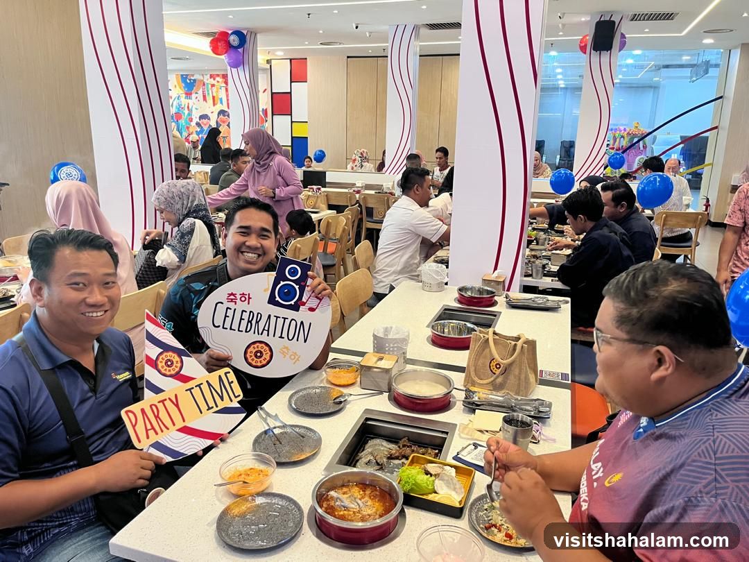 People celebrating at a restaurant