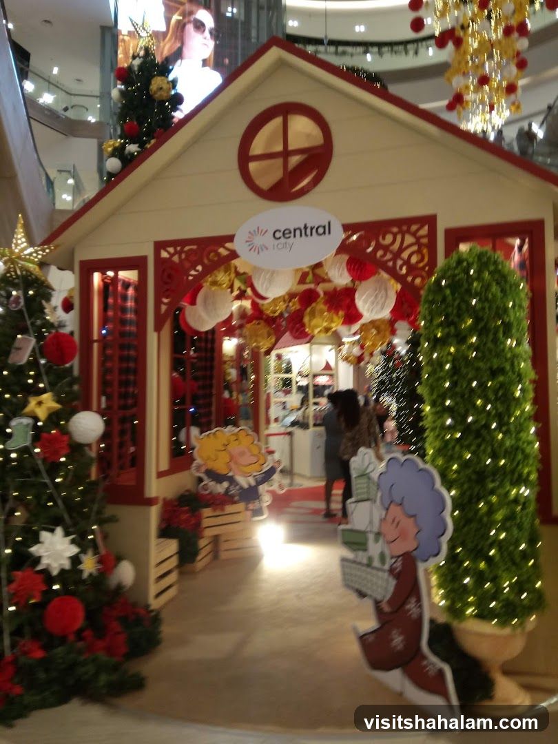 Christmas display with a house facade