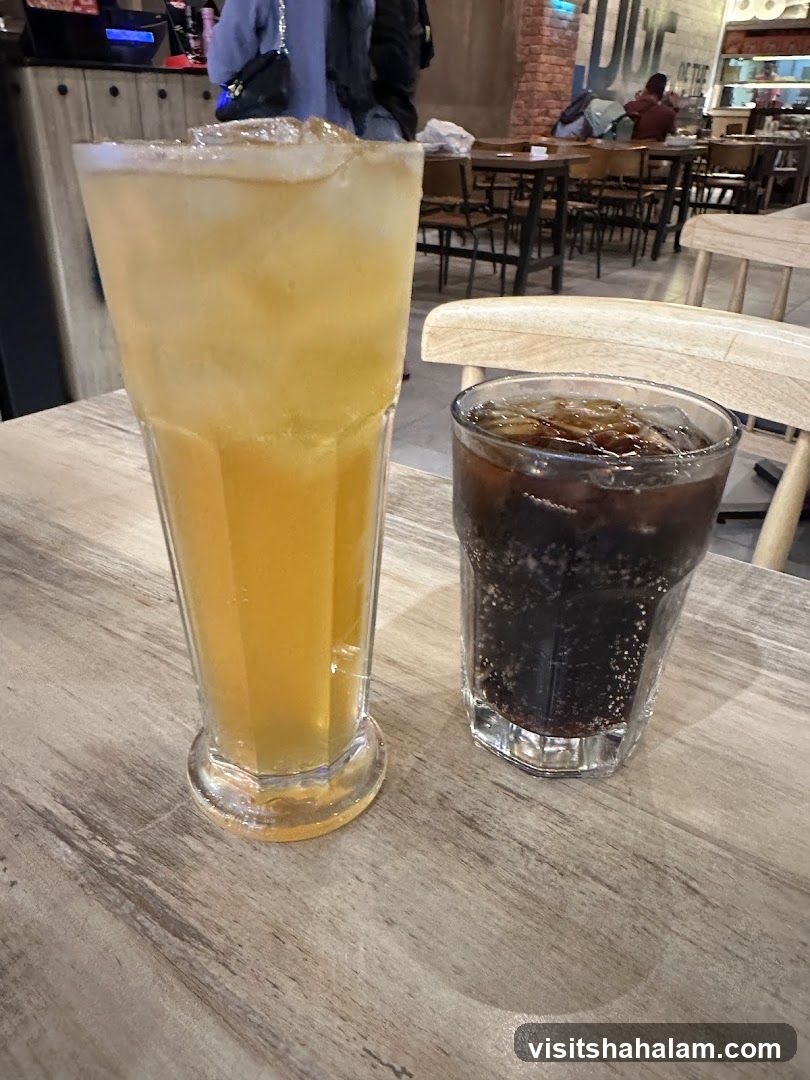 Two drinks on a table