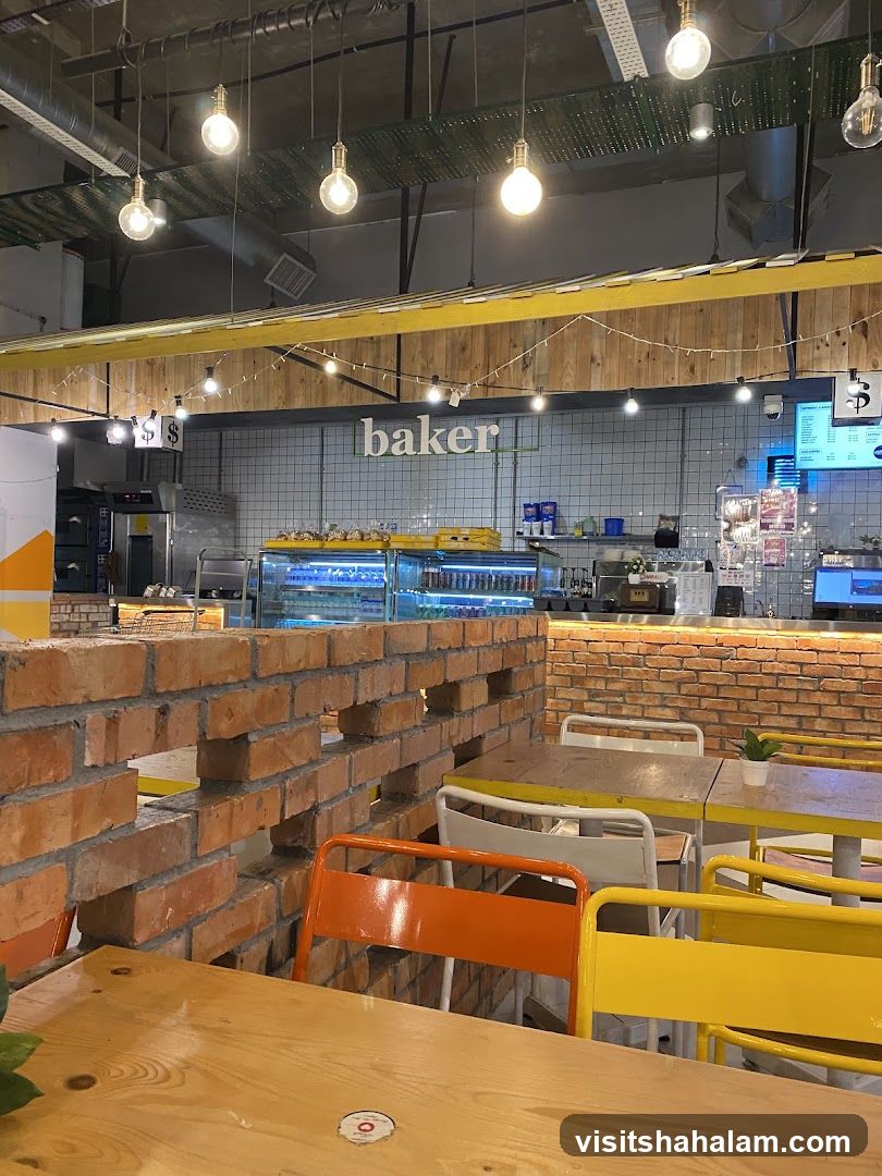 Interior of a bakery with seating