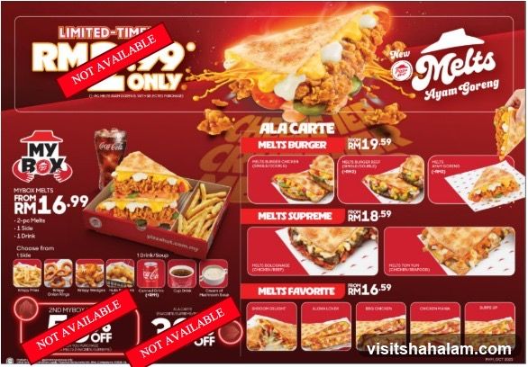 Pizza Hut Melts Menu