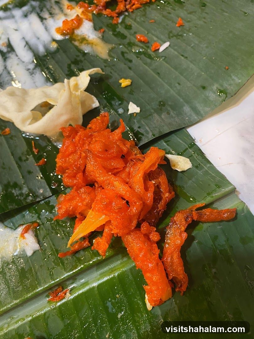 Fried Food on Banana Leaf
