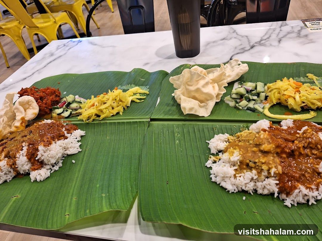 Indian Food Served on Banana Leaves