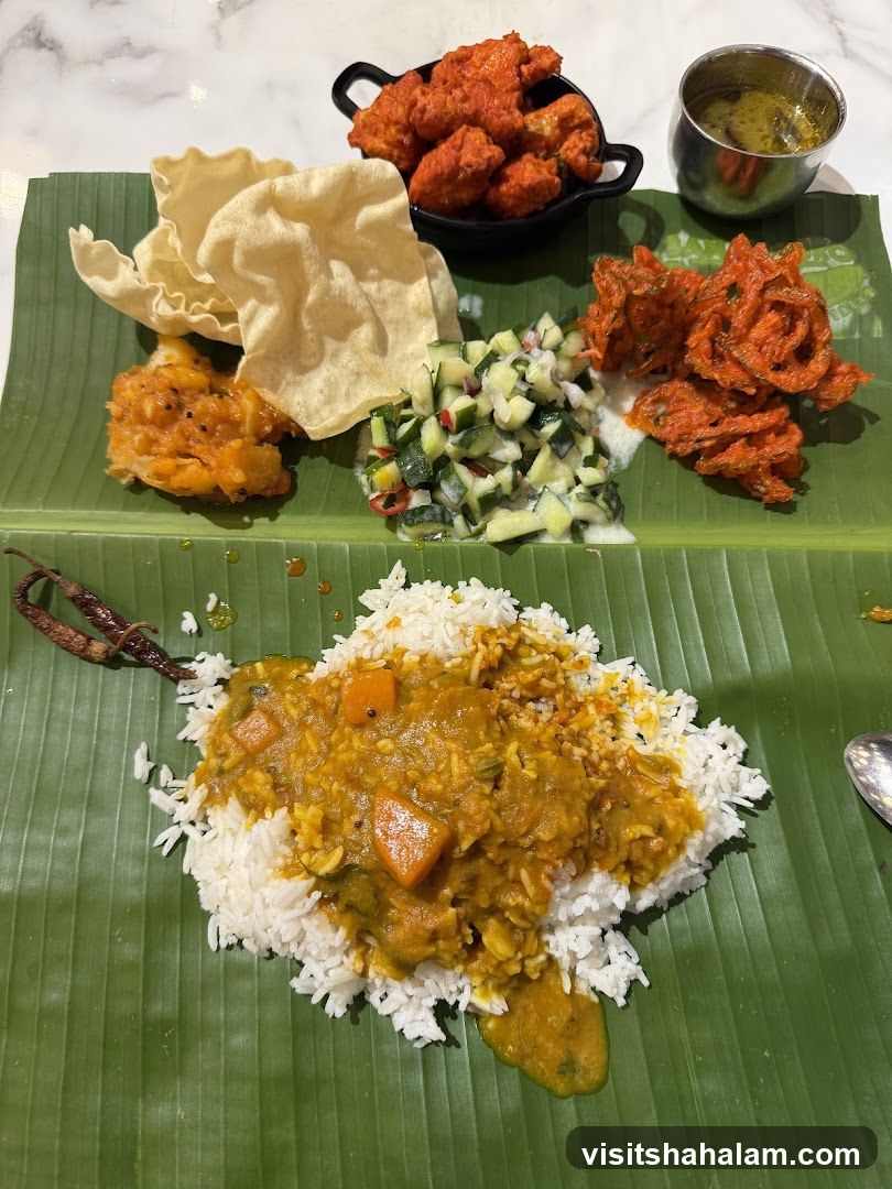 Indian Meal on Banana Leaf