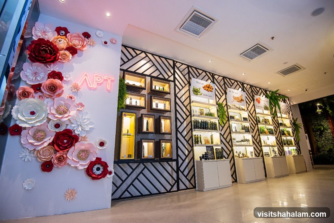 Store Interior with Floral Decorations and Product Displays