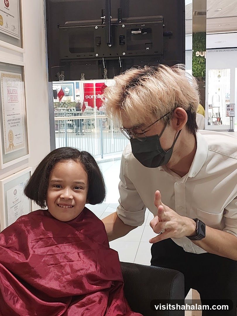 Hairdresser with Young Client
