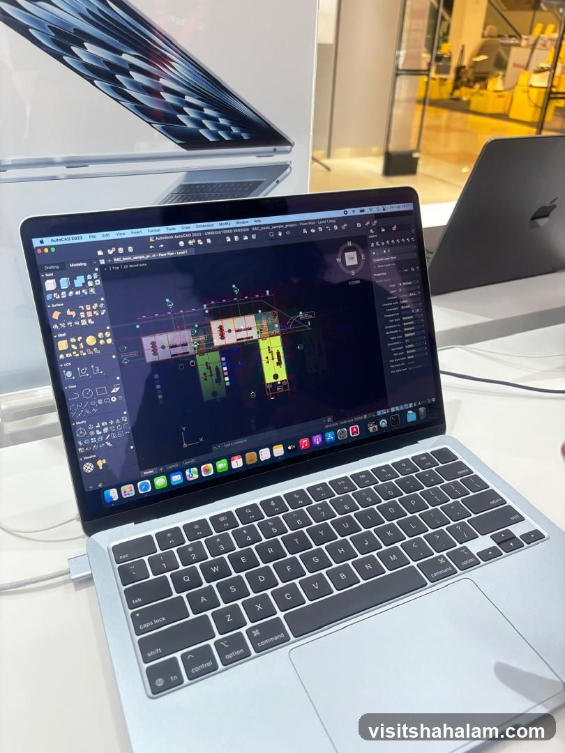 Laptop displaying architectural software