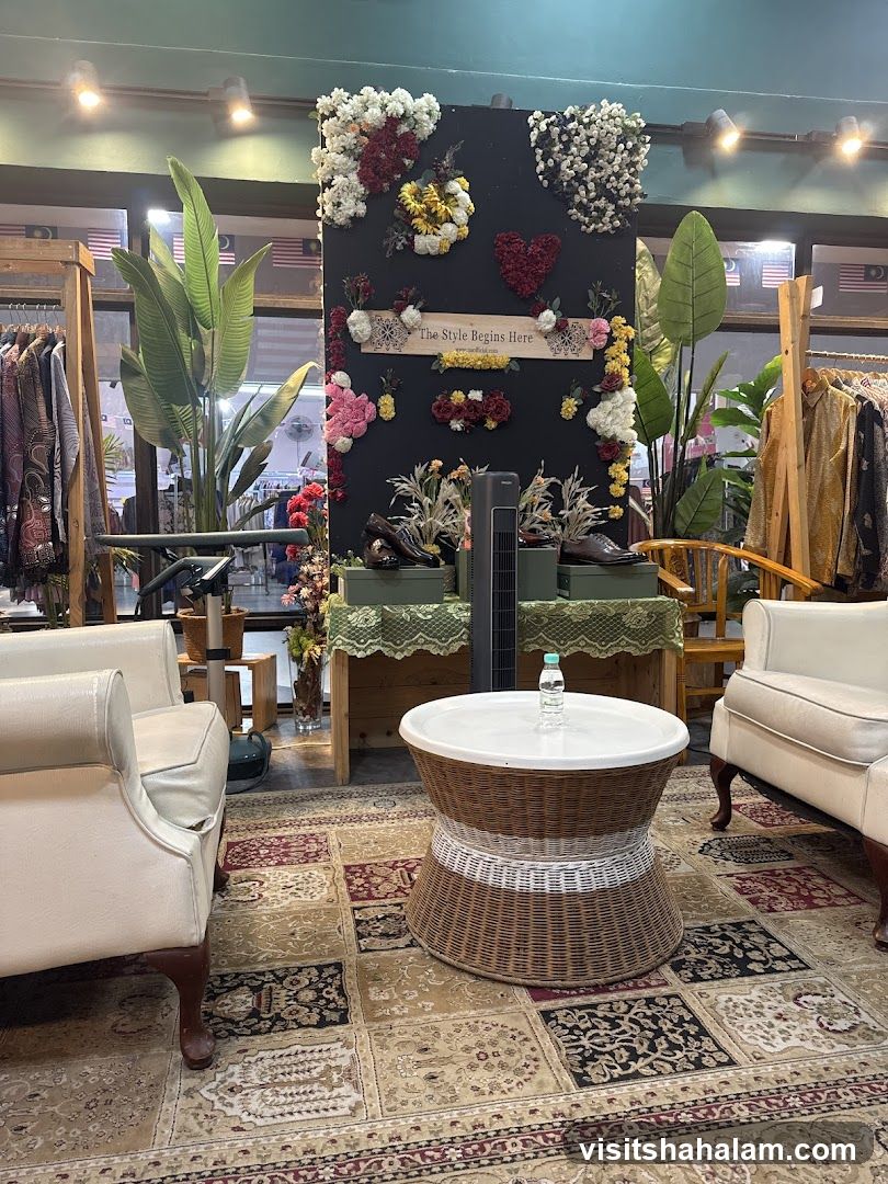 Store Interior with Floral Display and Seating