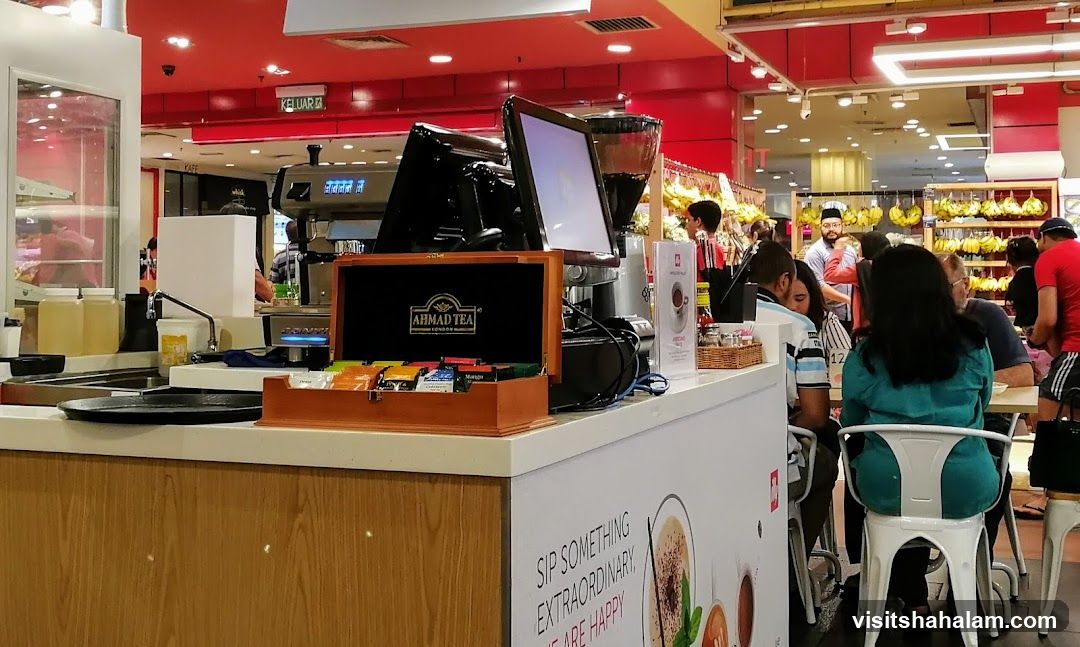 Tea counter with customers