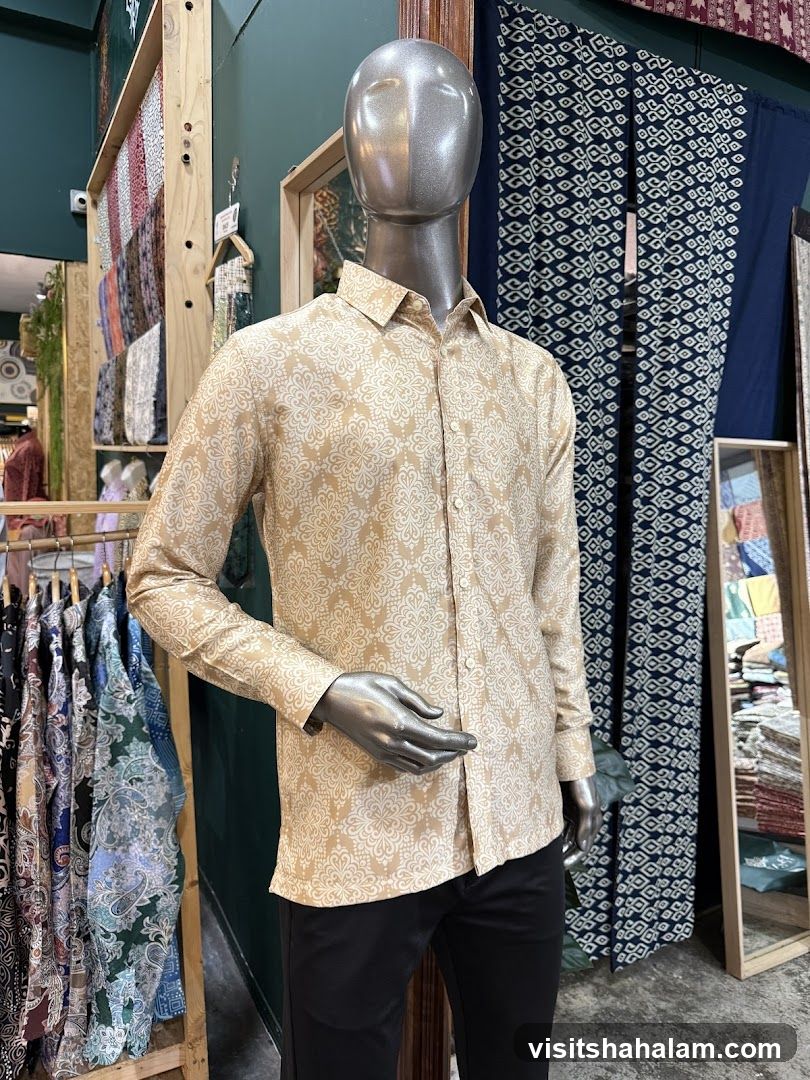 Mannequin wearing a patterned shirt
