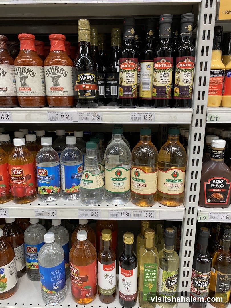 Condiments and Vinegars on Shelves