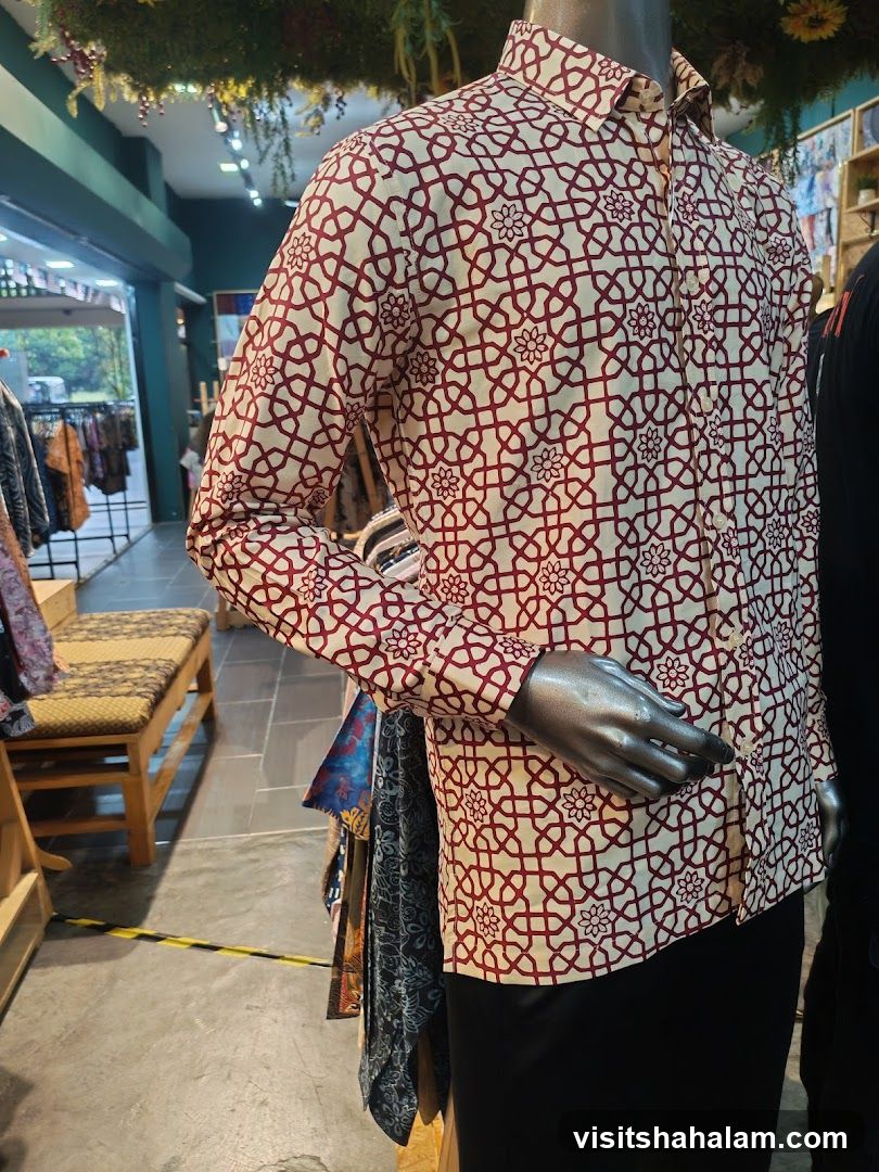 Mannequin wearing a patterned shirt