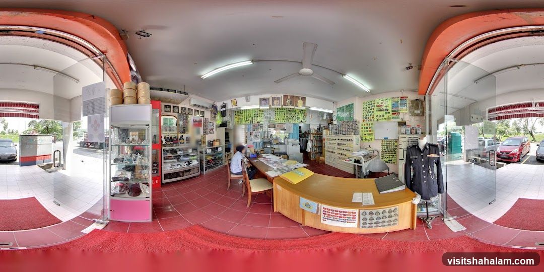 Store Interior with Display Cases and Counter