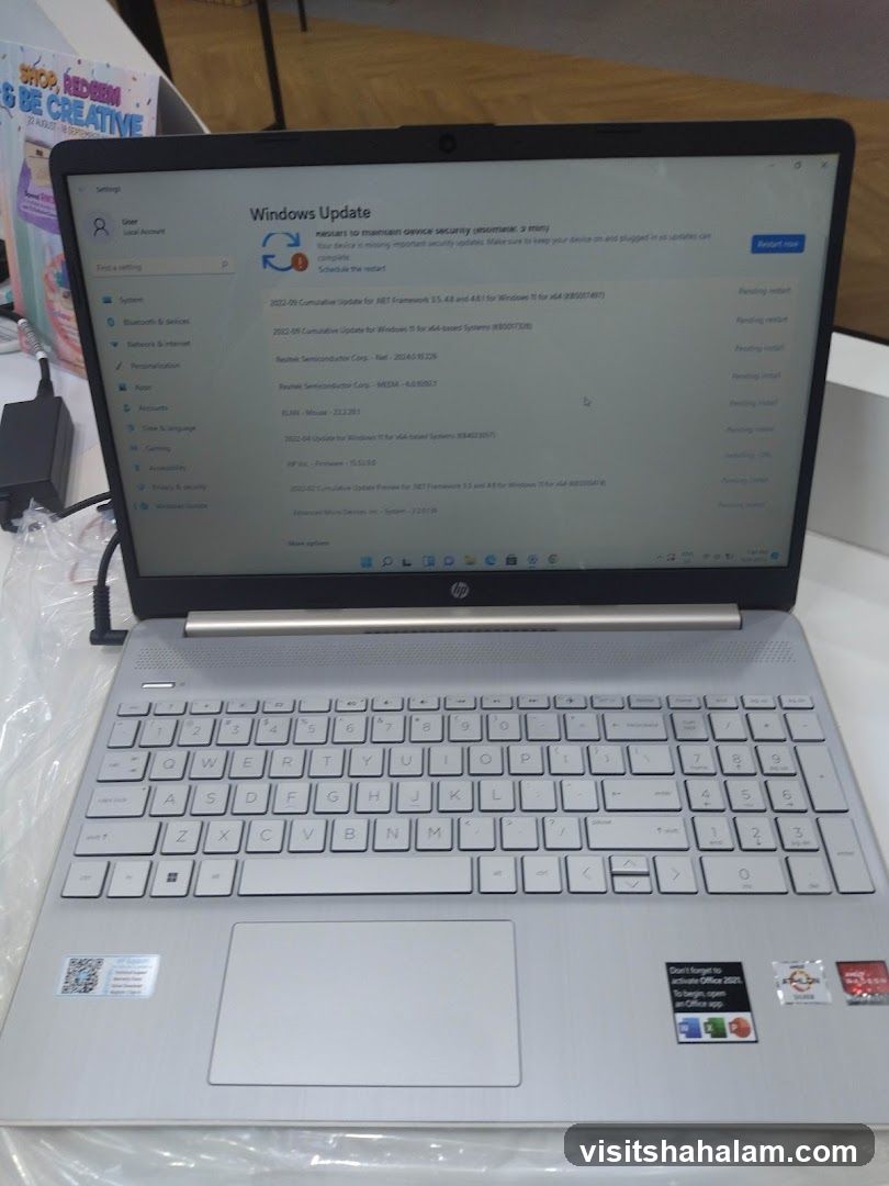 Laptop with Windows Update Screen