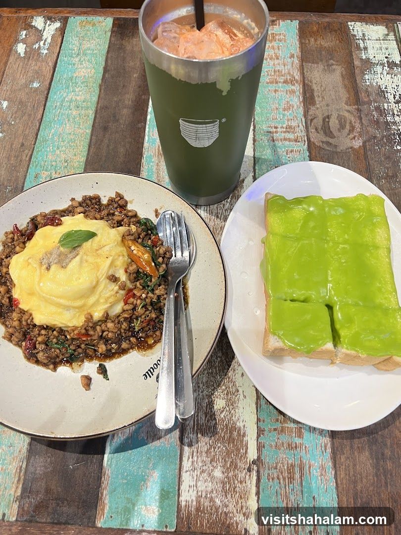Thai Basil Omelet with Rice and Pandan Toast