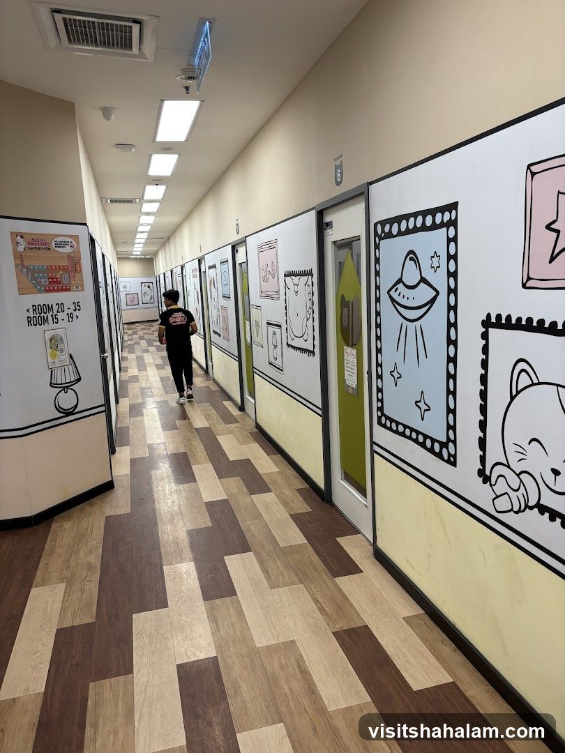 Hallway with cartoon-style decorations