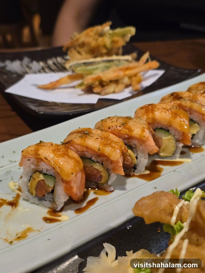 Salmon Sushi Rolls and Tempura