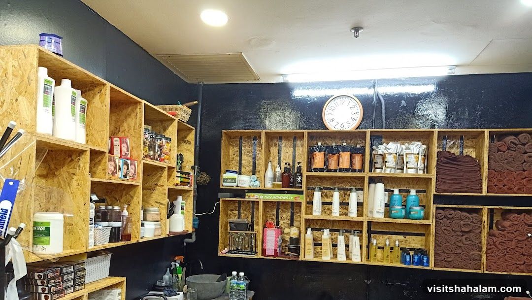 Salon Shelving with Products and Towels