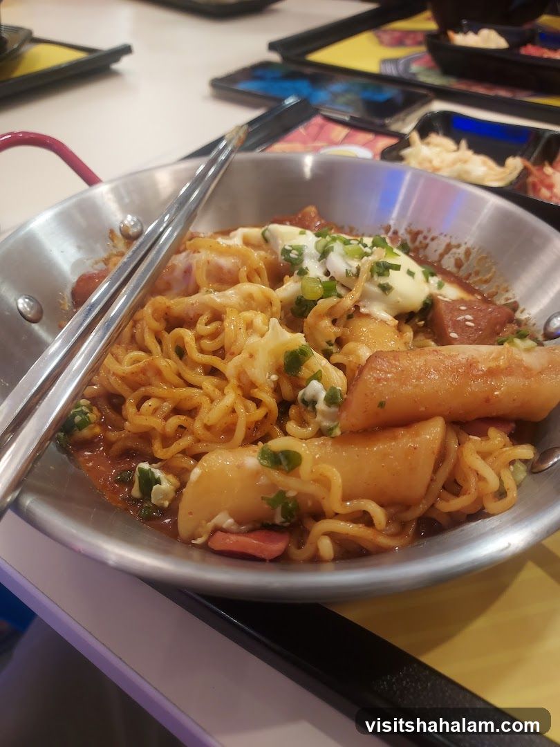 Korean Instant Noodles with Tteokbokki and Sausage