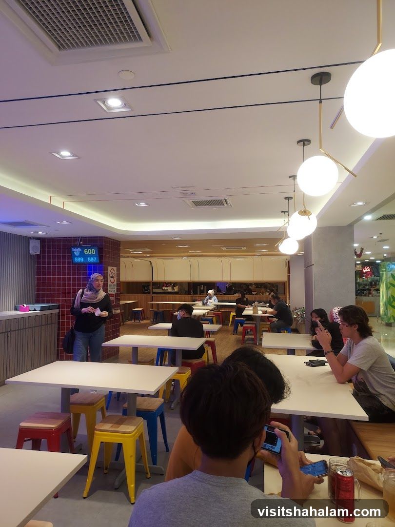 Diners in a brightly lit restaurant