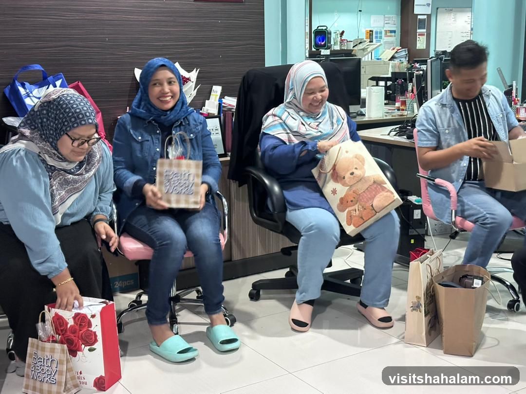 People holding gift bags