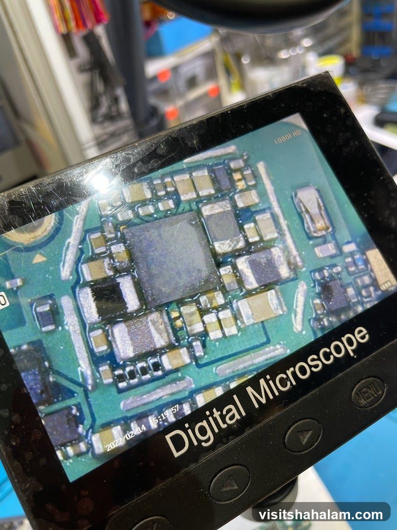 Digital Microscope Displaying Circuit Board