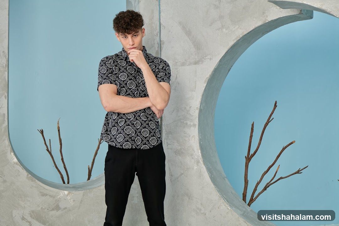 Man in patterned shirt
