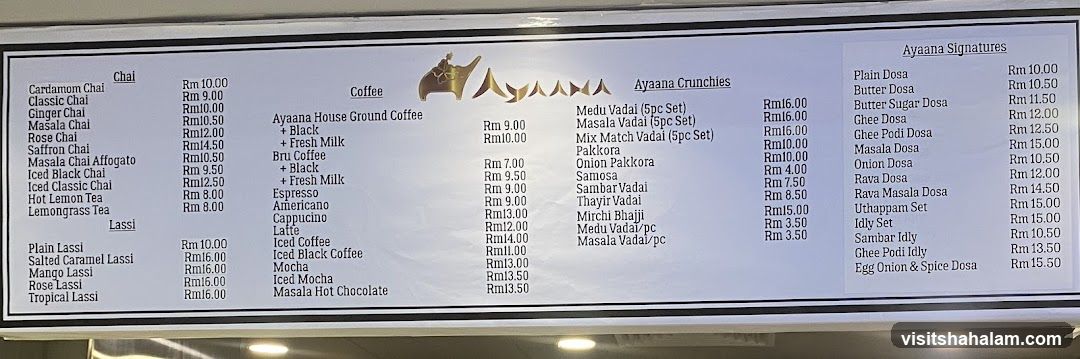 Ayaana Menu