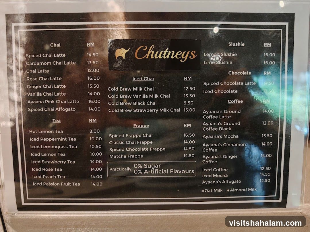 Chutneys Menu