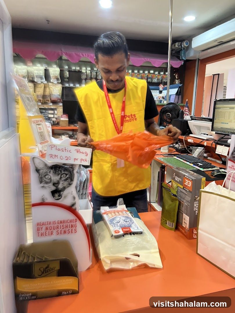 Pet Store Employee with Shopping Bags