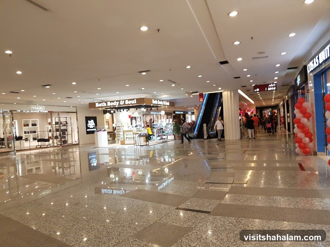 Mall Interior with Shops and Escalator