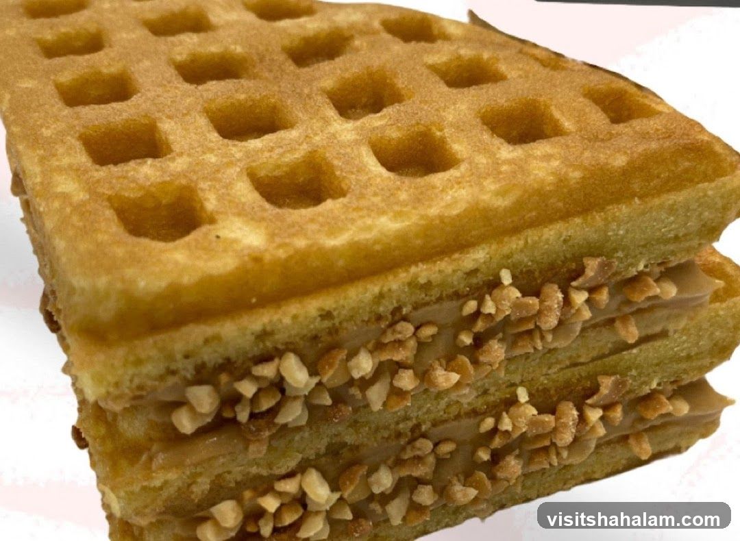 Waffle Sandwich with Cream and Nuts