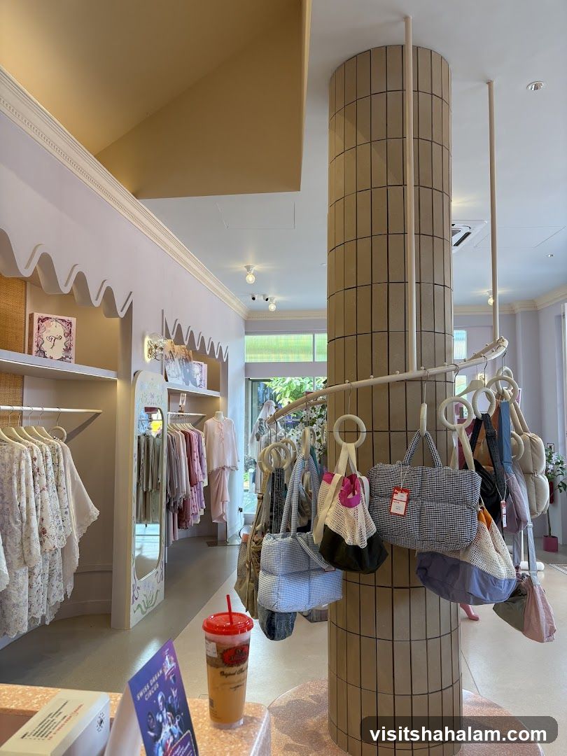 Boutique Interior with Clothing and Bags