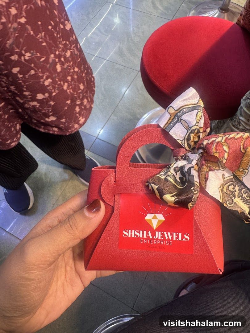 Red gift box with logo