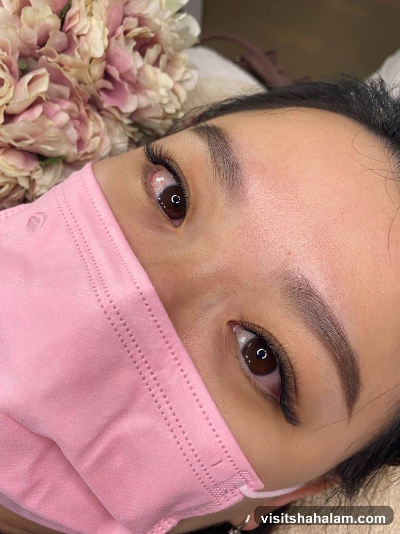 Close-up of a woman with eyelash extensions