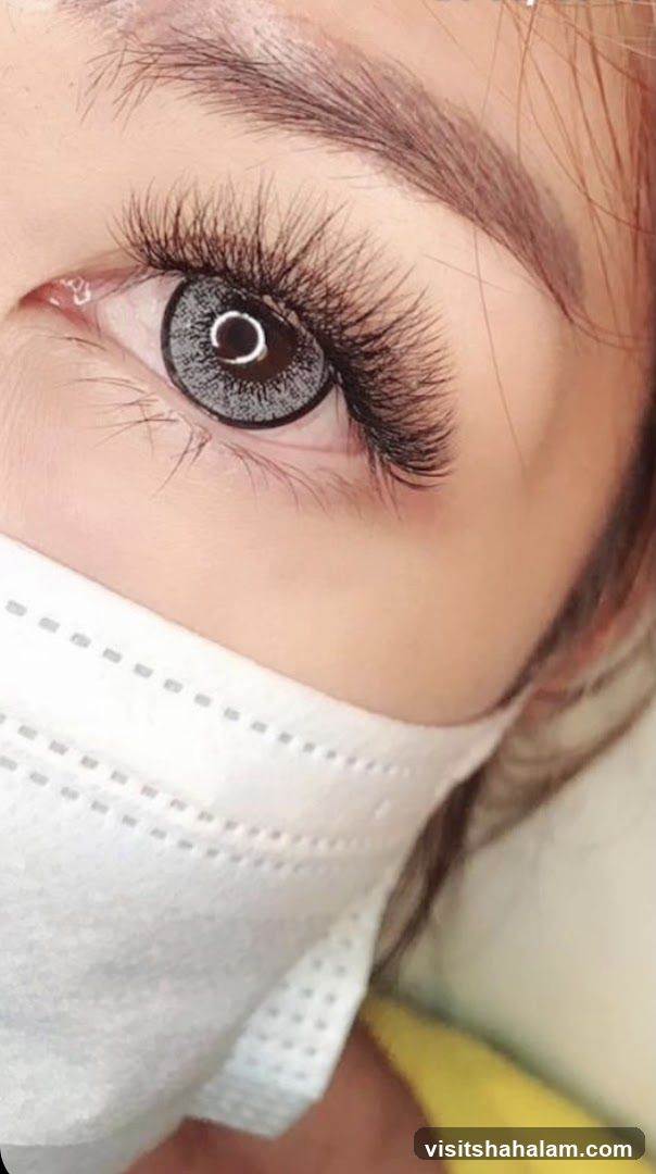 Close-up of Eye with Eyelash Extensions