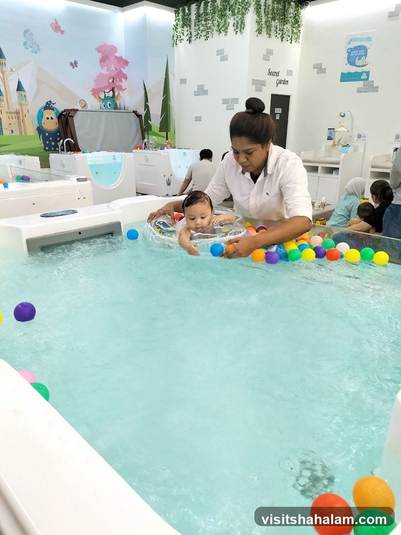Baby enjoying a hydrotherapy session