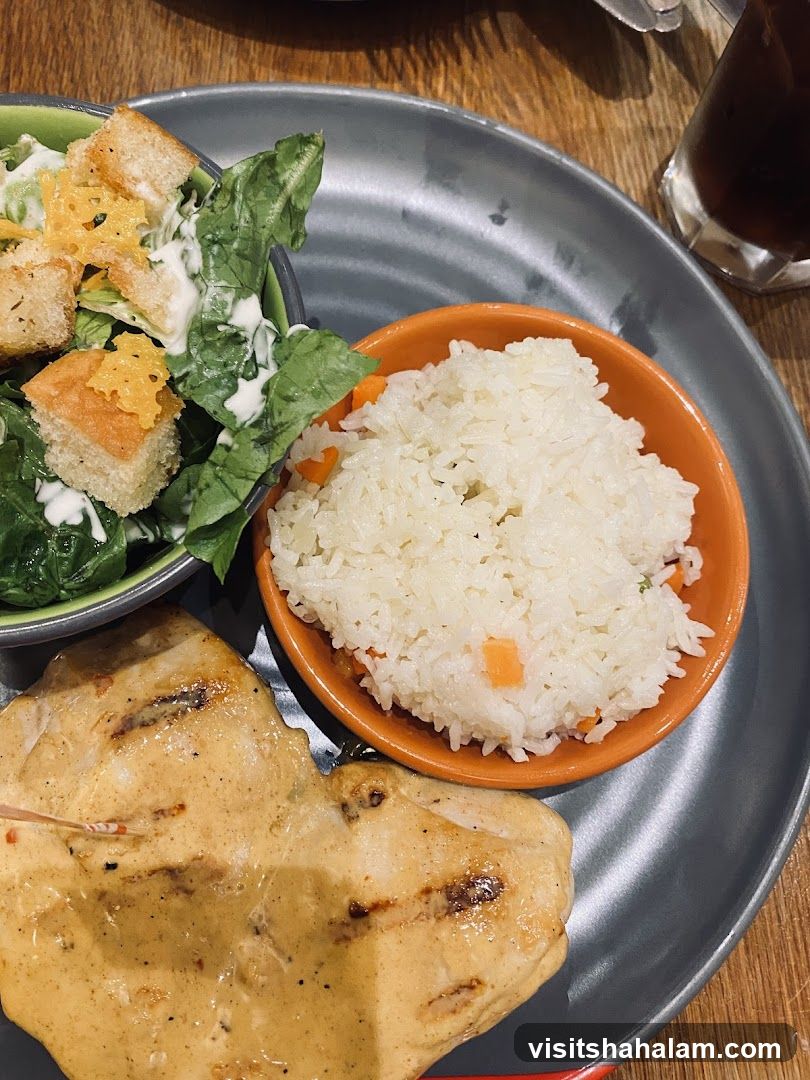 Grilled Chicken with Rice and Salad