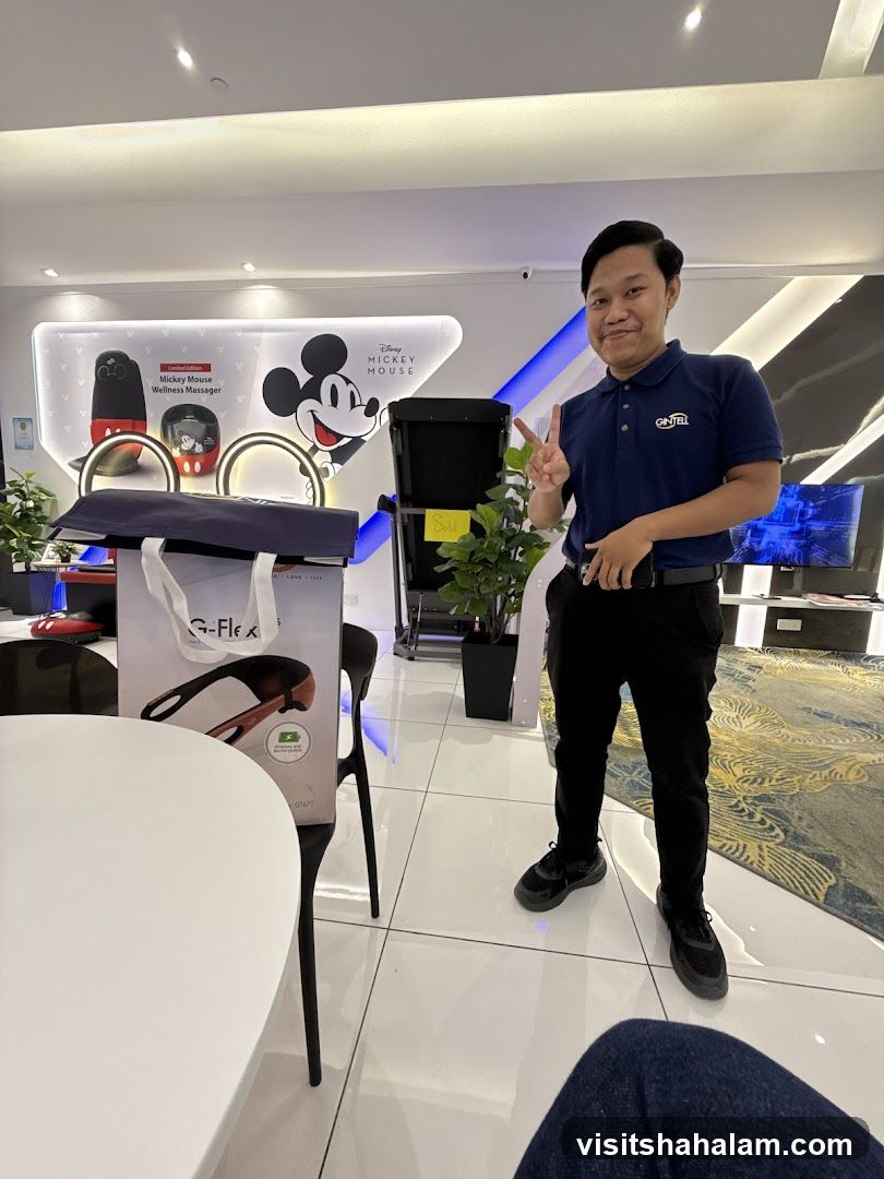 Man posing with Disney merchandise