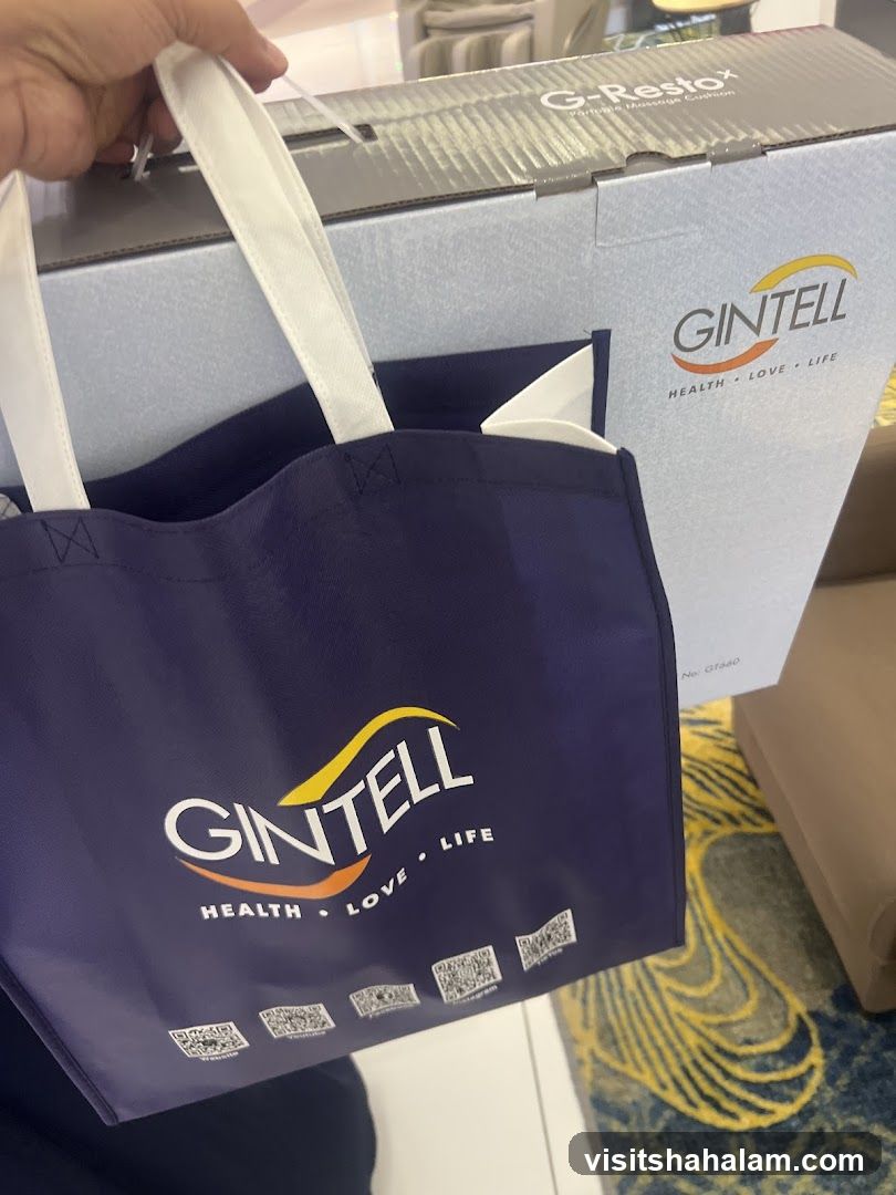 Gintell branded tote bag and box