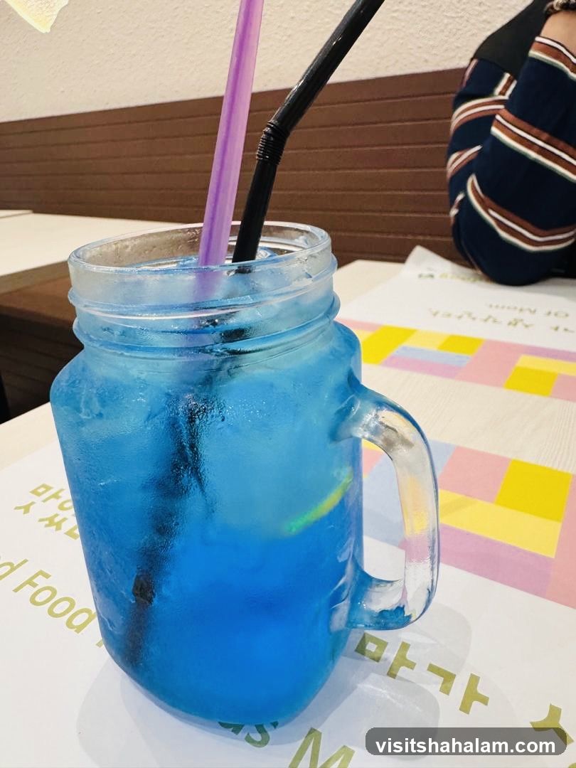Blue Drink with Straws