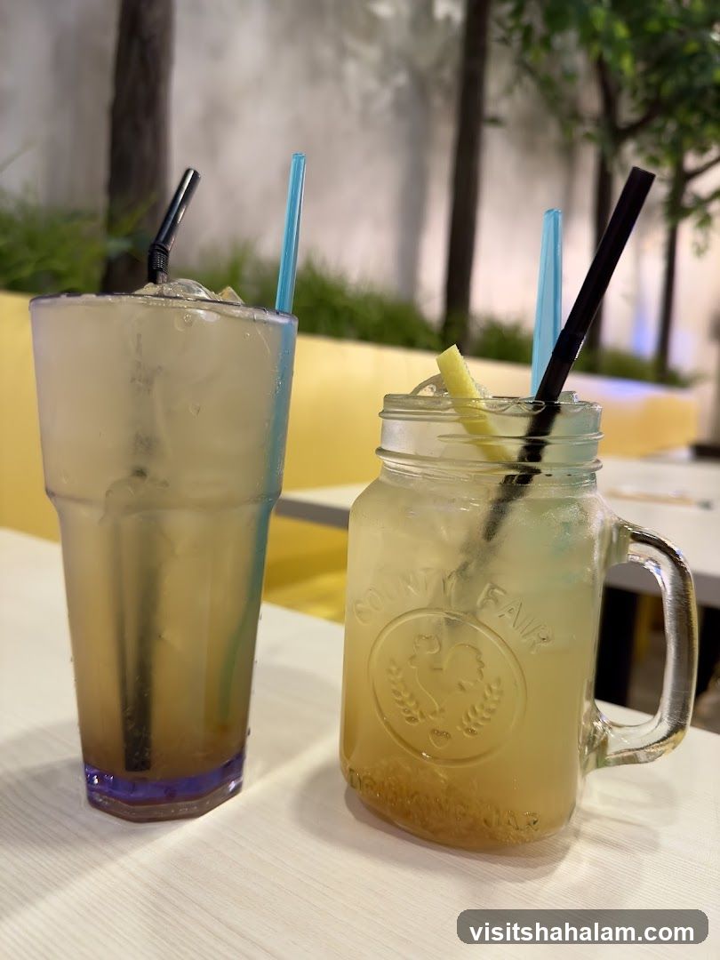 Two iced drinks on a table