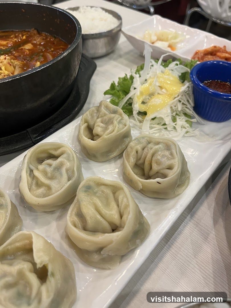 Korean Dumplings with Stew and Rice