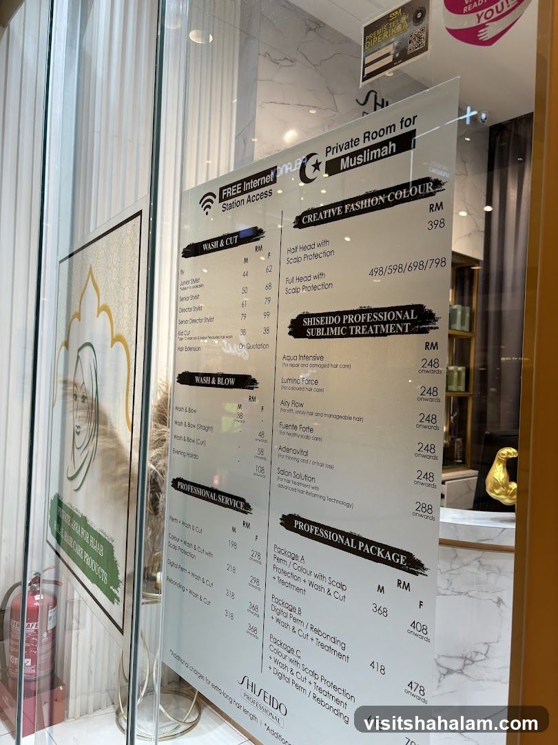 Hair Salon Price List