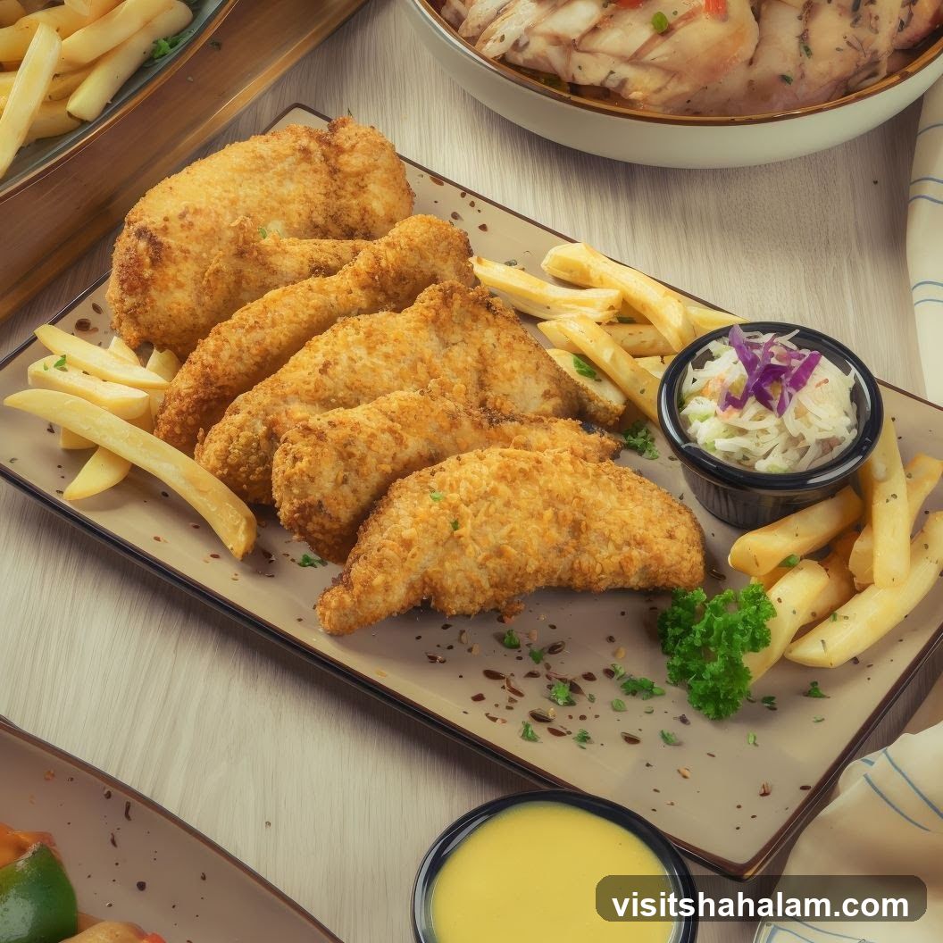 Crispy Chicken Strips with Fries and Coleslaw