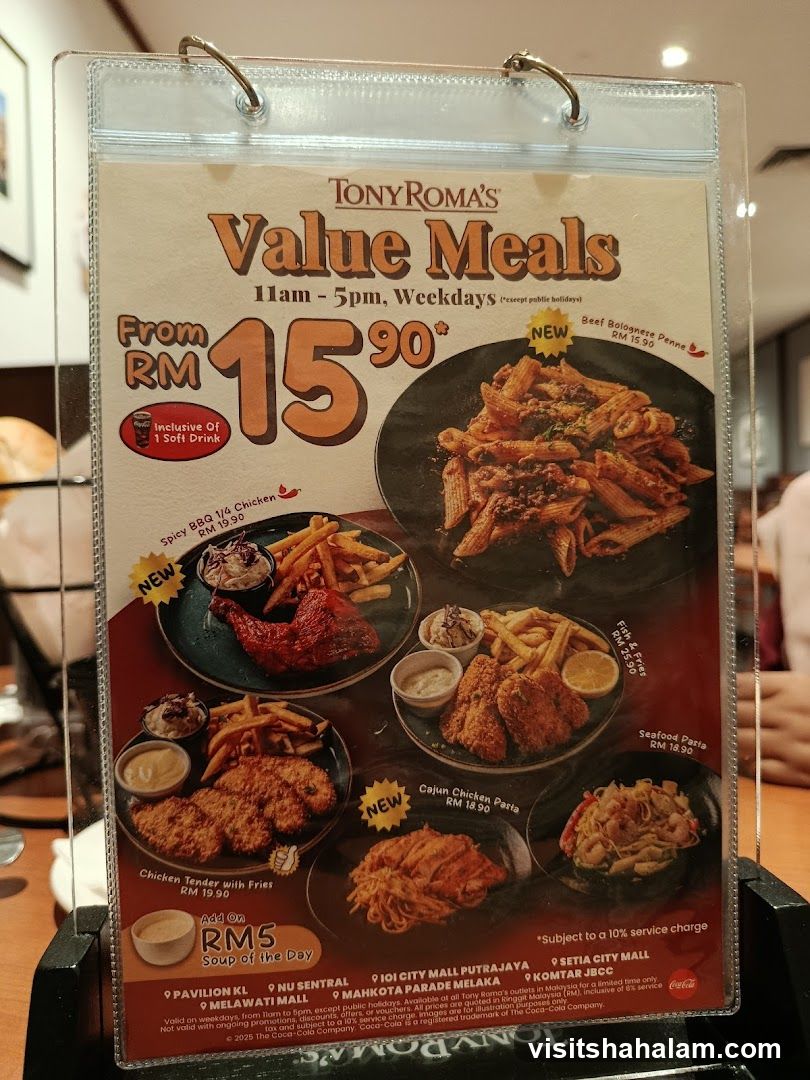 Tony Roma's Value Meals