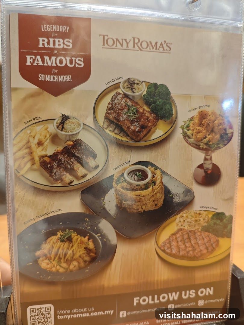 Tony Roma's Menu