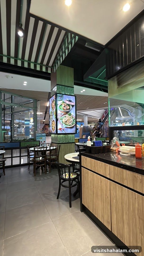 Restaurant Interior with Digital Menu Display