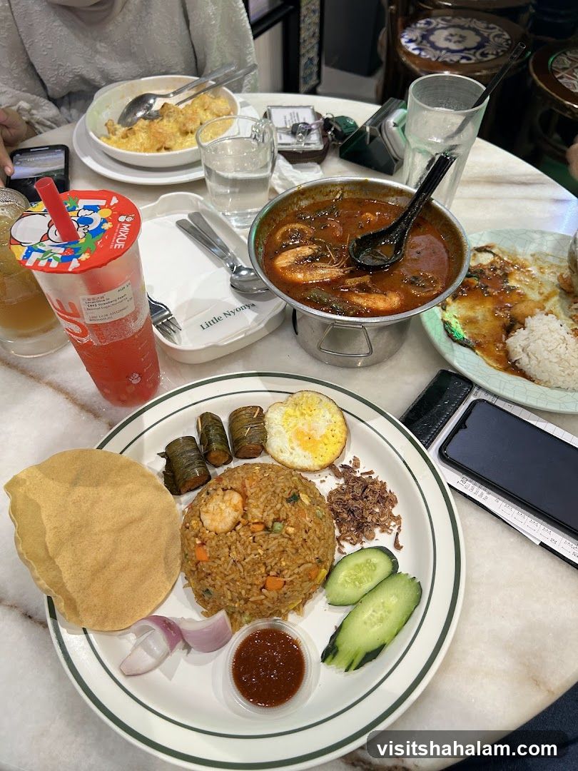 Table with food and drinks
